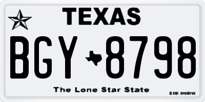 TX license plate BGY8798
