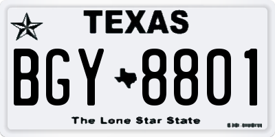 TX license plate BGY8801