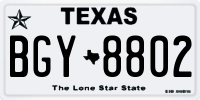 TX license plate BGY8802