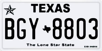 TX license plate BGY8803