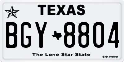 TX license plate BGY8804