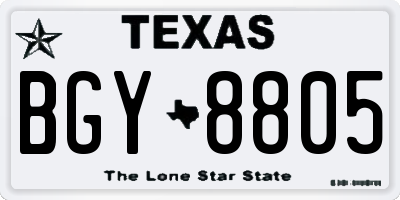 TX license plate BGY8805