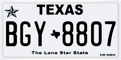 TX license plate BGY8807
