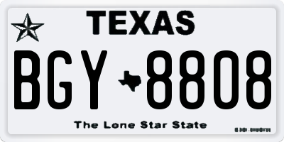 TX license plate BGY8808