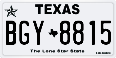 TX license plate BGY8815