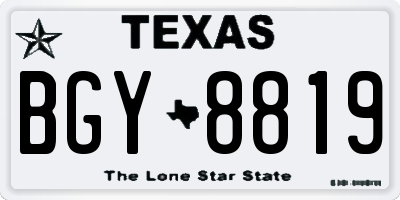 TX license plate BGY8819