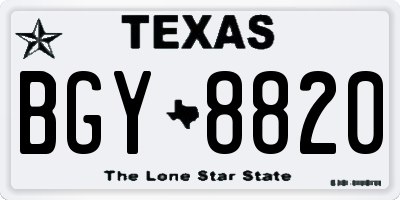 TX license plate BGY8820