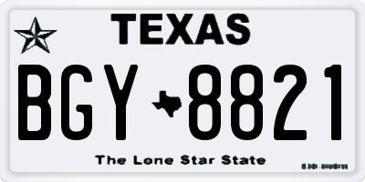 TX license plate BGY8821