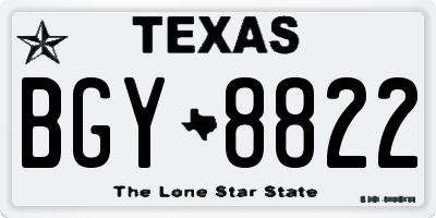 TX license plate BGY8822