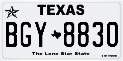 TX license plate BGY8830