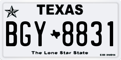 TX license plate BGY8831