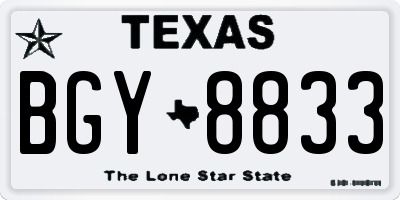 TX license plate BGY8833