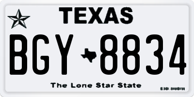 TX license plate BGY8834