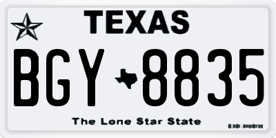 TX license plate BGY8835