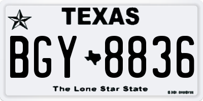 TX license plate BGY8836