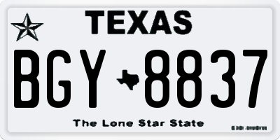 TX license plate BGY8837