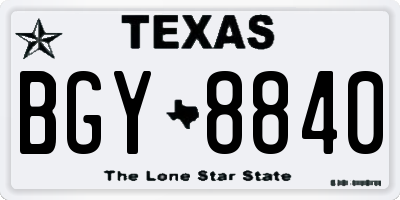 TX license plate BGY8840