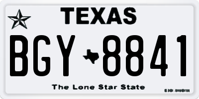 TX license plate BGY8841