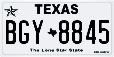 TX license plate BGY8845