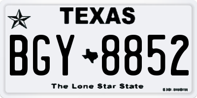 TX license plate BGY8852