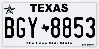 TX license plate BGY8853