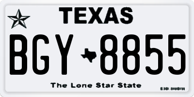 TX license plate BGY8855
