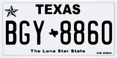 TX license plate BGY8860