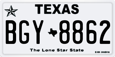 TX license plate BGY8862