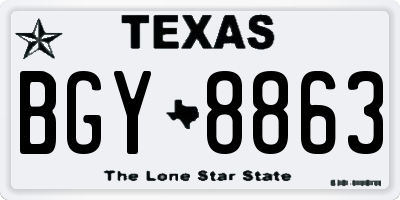 TX license plate BGY8863