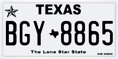 TX license plate BGY8865