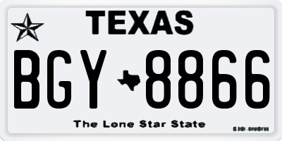 TX license plate BGY8866