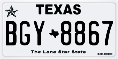 TX license plate BGY8867