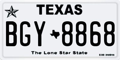 TX license plate BGY8868