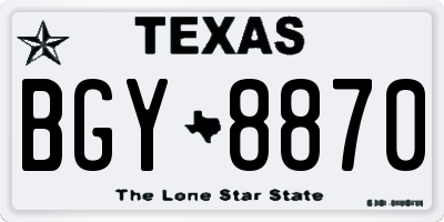 TX license plate BGY8870