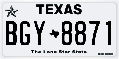 TX license plate BGY8871