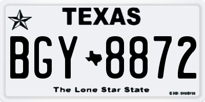 TX license plate BGY8872