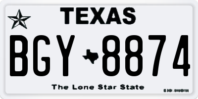 TX license plate BGY8874
