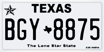 TX license plate BGY8875