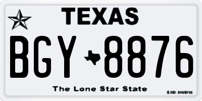 TX license plate BGY8876