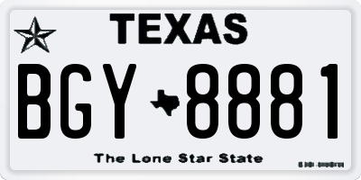 TX license plate BGY8881