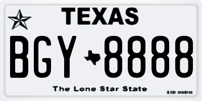 TX license plate BGY8888