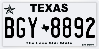 TX license plate BGY8892