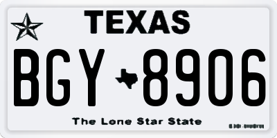 TX license plate BGY8906