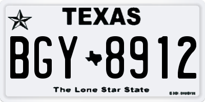 TX license plate BGY8912
