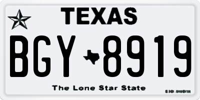 TX license plate BGY8919