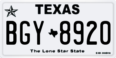 TX license plate BGY8920