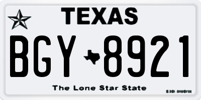 TX license plate BGY8921