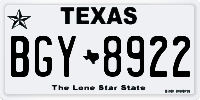 TX license plate BGY8922