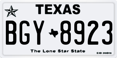 TX license plate BGY8923