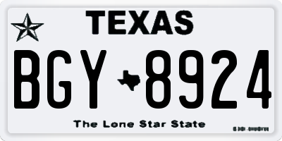 TX license plate BGY8924